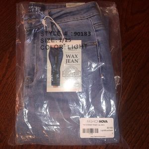 Fashion Nova, Light Blue wash wax jeans (NEW)